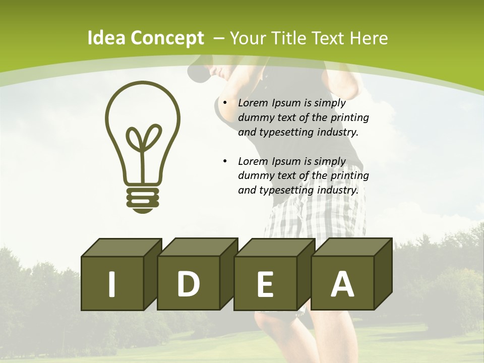 A Man Is Playing Golf On A Green Field PowerPoint Template