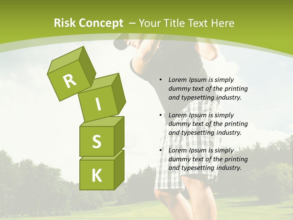 A Man Is Playing Golf On A Green Field PowerPoint Template