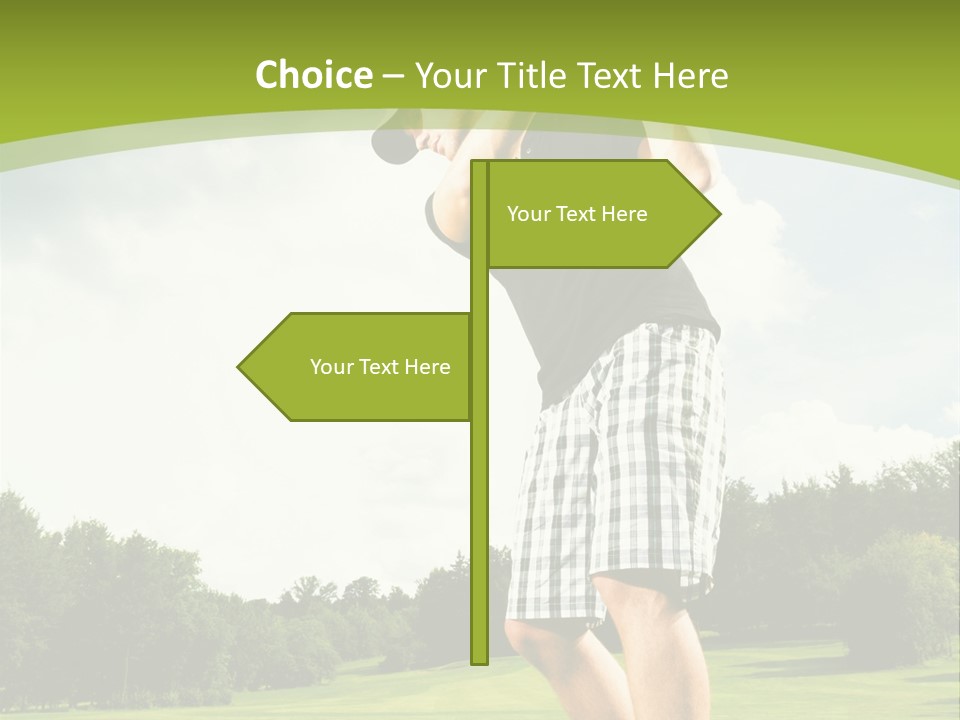A Man Is Playing Golf On A Green Field PowerPoint Template