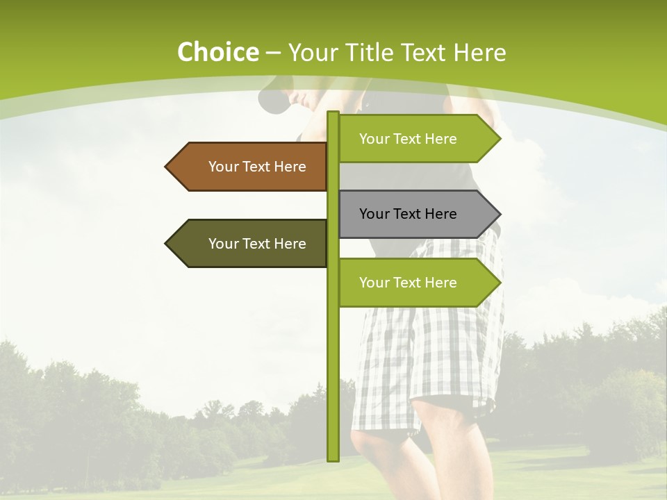 A Man Is Playing Golf On A Green Field PowerPoint Template