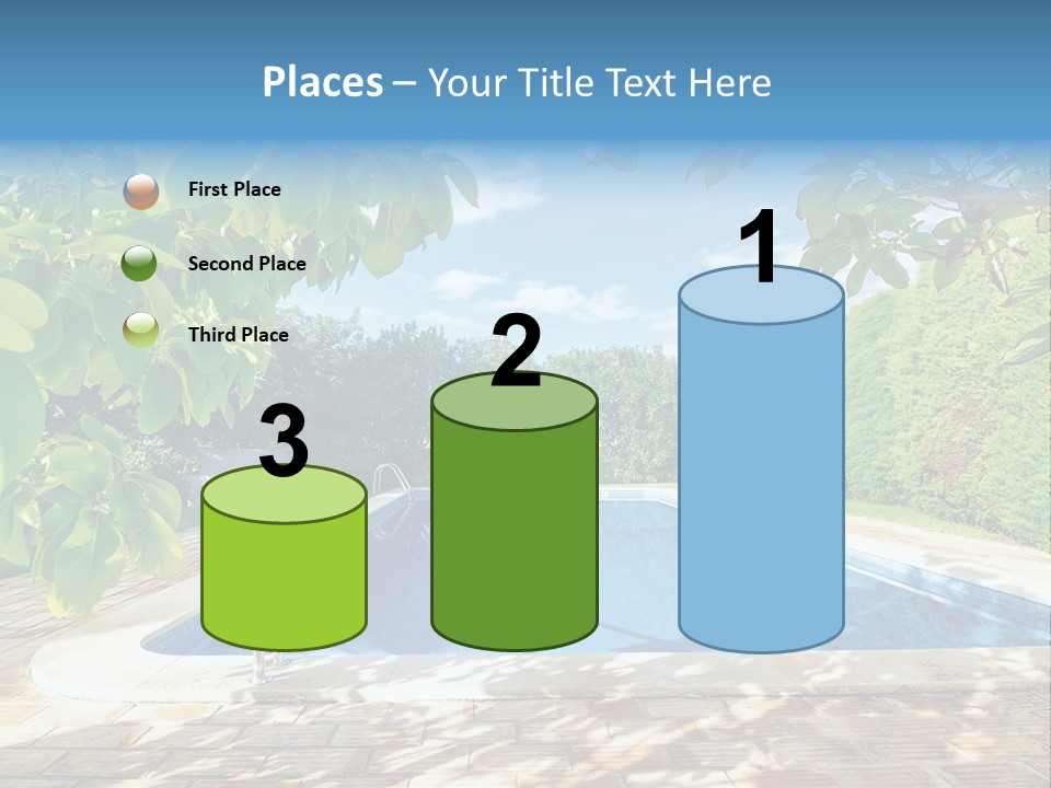 A Pool Surrounded By Trees With A Blue Sky In The Background PowerPoint Template