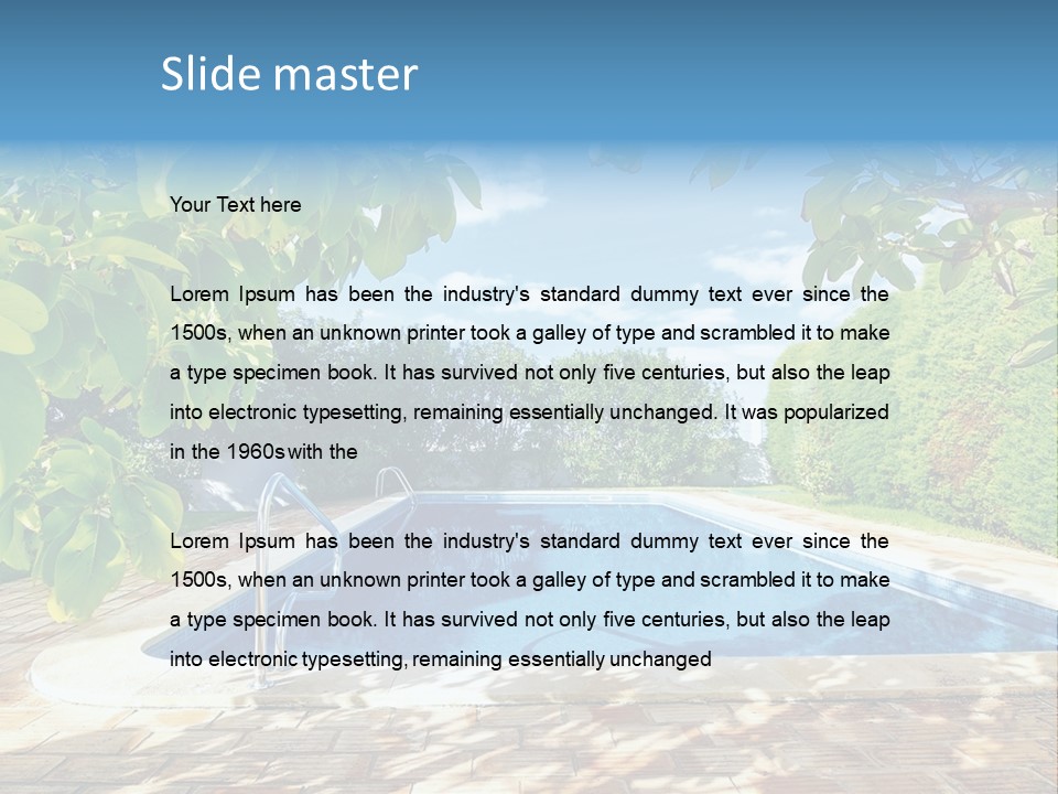 A Pool Surrounded By Trees With A Blue Sky In The Background PowerPoint Template