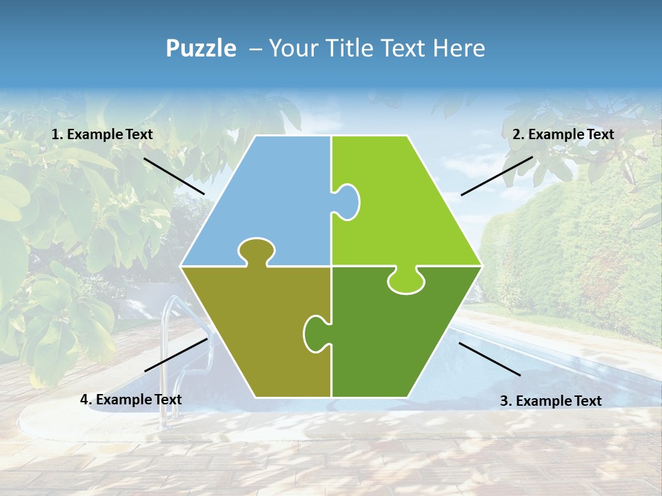 A Pool Surrounded By Trees With A Blue Sky In The Background PowerPoint Template