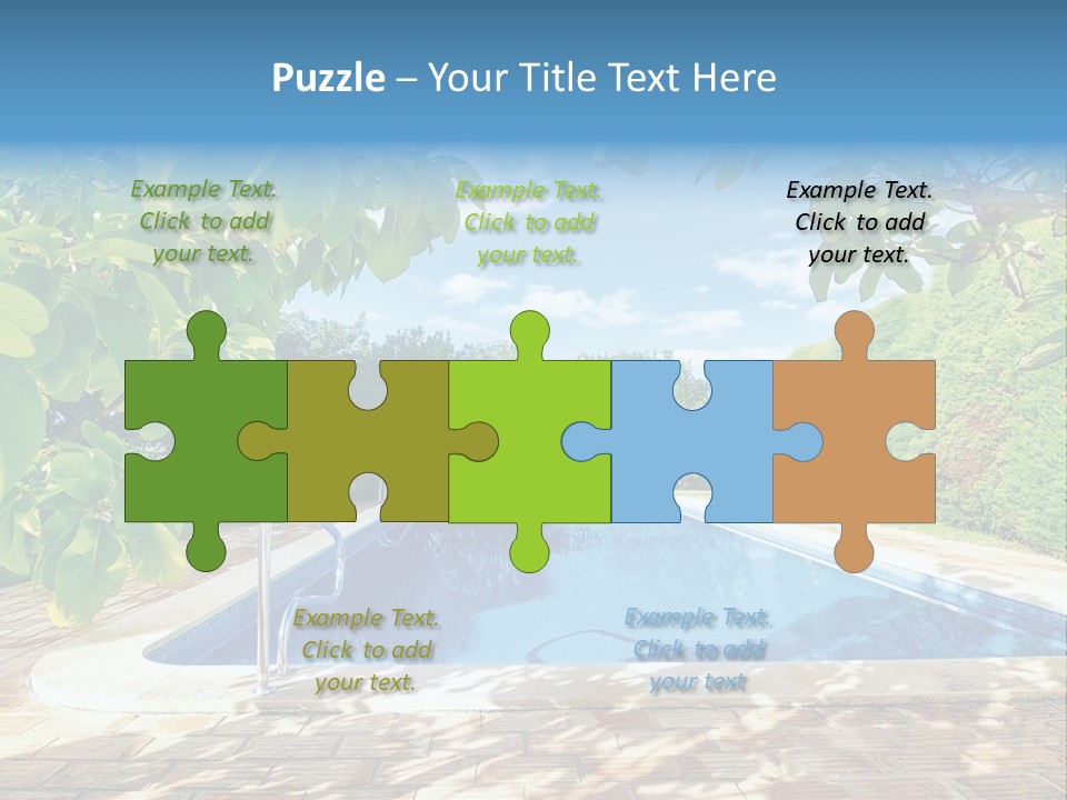 A Pool Surrounded By Trees With A Blue Sky In The Background PowerPoint Template