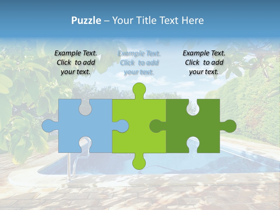 A Pool Surrounded By Trees With A Blue Sky In The Background PowerPoint Template