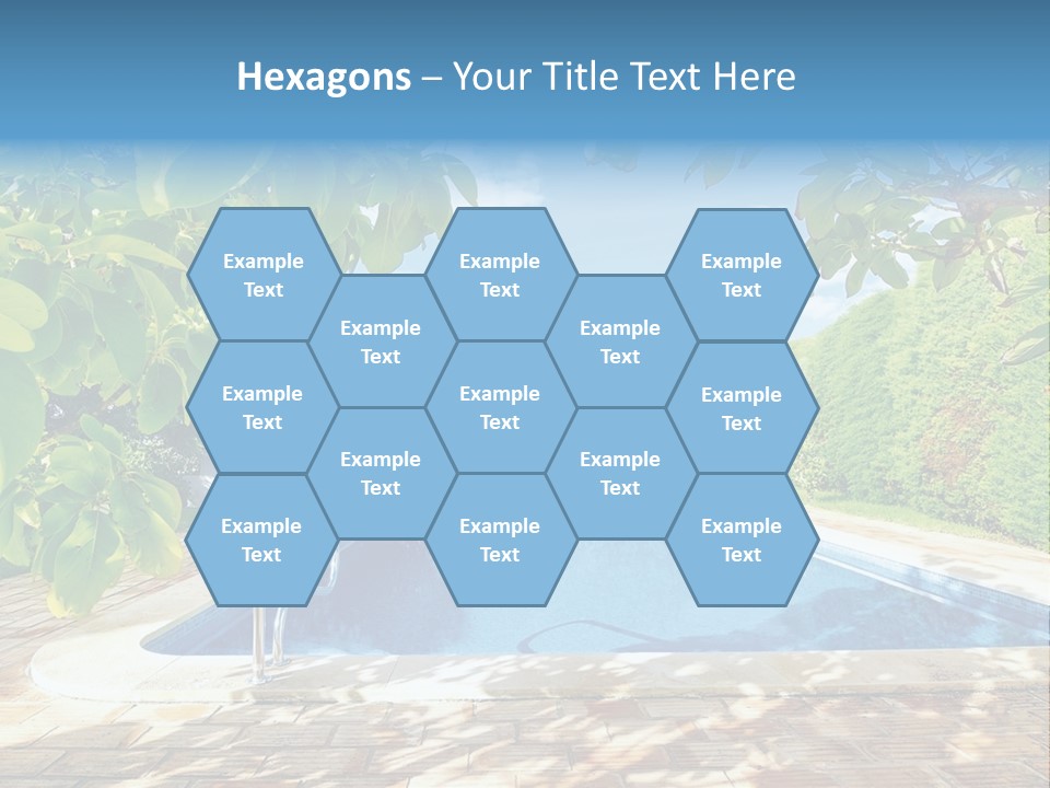 A Pool Surrounded By Trees With A Blue Sky In The Background PowerPoint Template