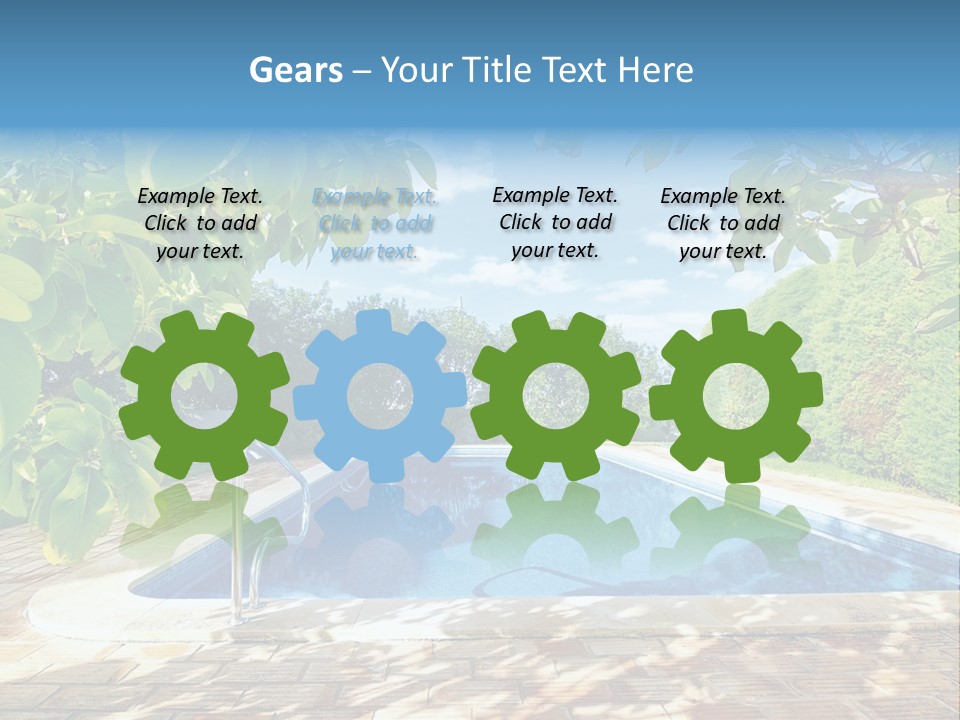 A Pool Surrounded By Trees With A Blue Sky In The Background PowerPoint Template