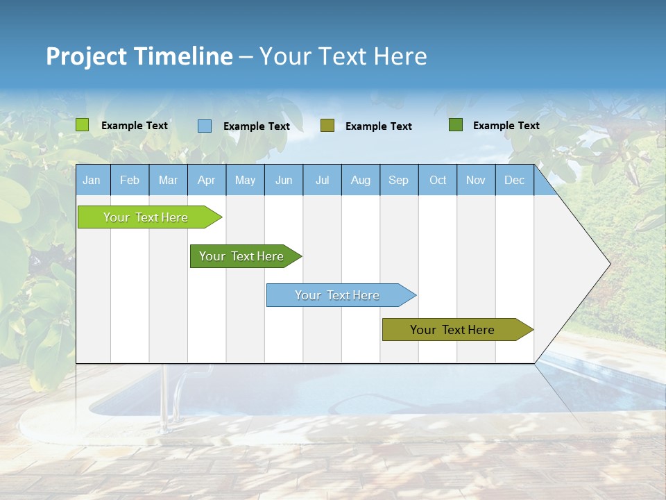 A Pool Surrounded By Trees With A Blue Sky In The Background PowerPoint Template