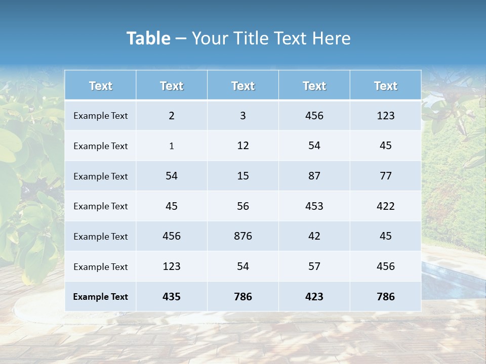 A Pool Surrounded By Trees With A Blue Sky In The Background PowerPoint Template
