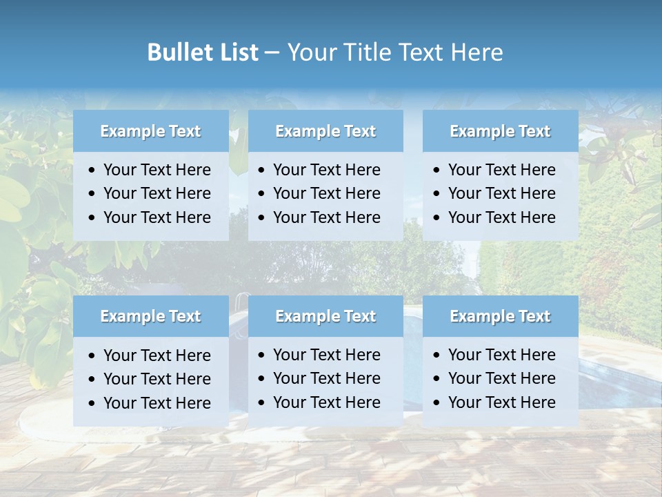 A Pool Surrounded By Trees With A Blue Sky In The Background PowerPoint Template