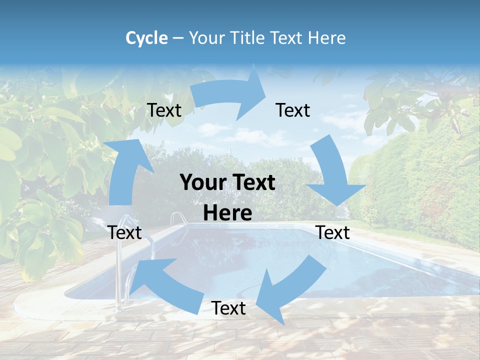 A Pool Surrounded By Trees With A Blue Sky In The Background PowerPoint Template