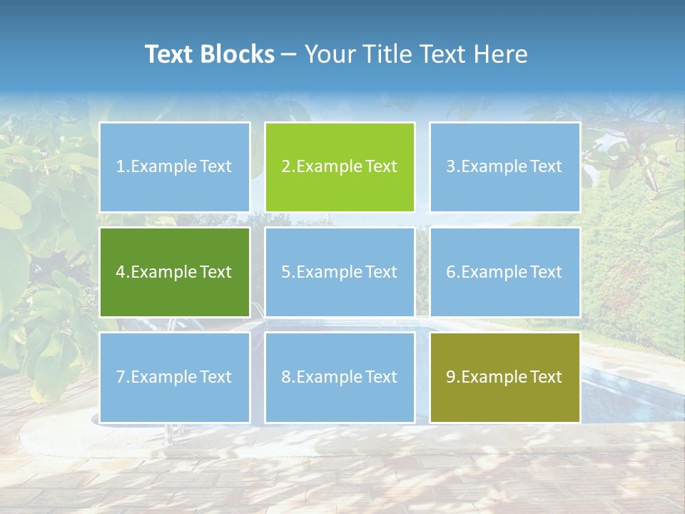 A Pool Surrounded By Trees With A Blue Sky In The Background PowerPoint Template