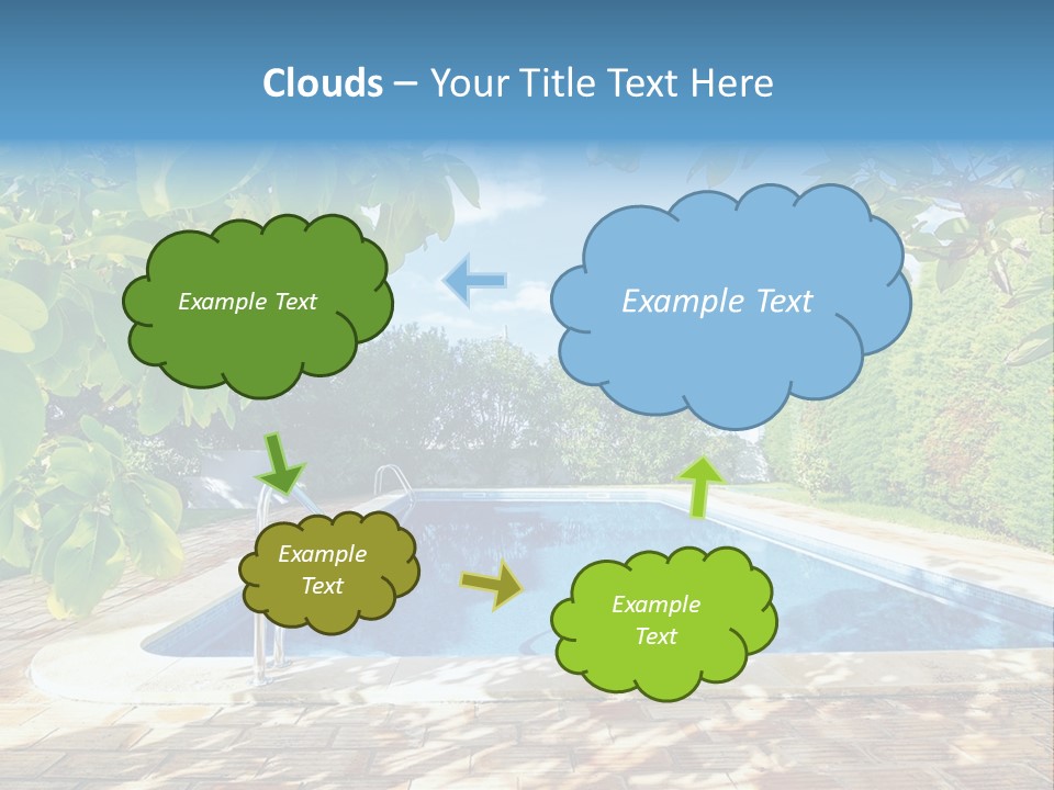 A Pool Surrounded By Trees With A Blue Sky In The Background PowerPoint Template