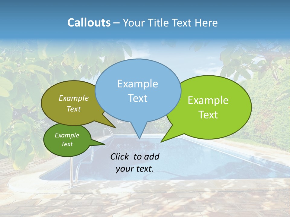 A Pool Surrounded By Trees With A Blue Sky In The Background PowerPoint Template