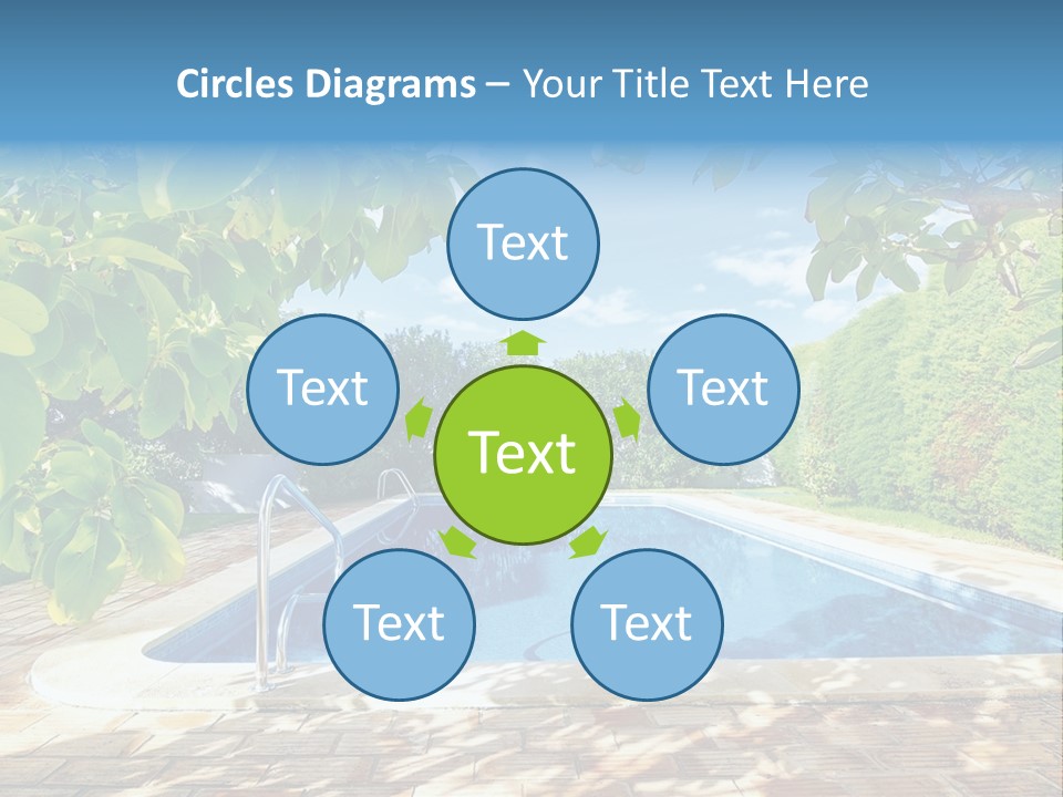 A Pool Surrounded By Trees With A Blue Sky In The Background PowerPoint Template