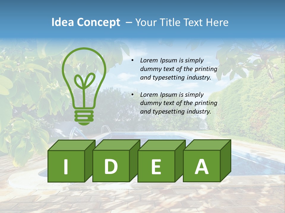 A Pool Surrounded By Trees With A Blue Sky In The Background PowerPoint Template