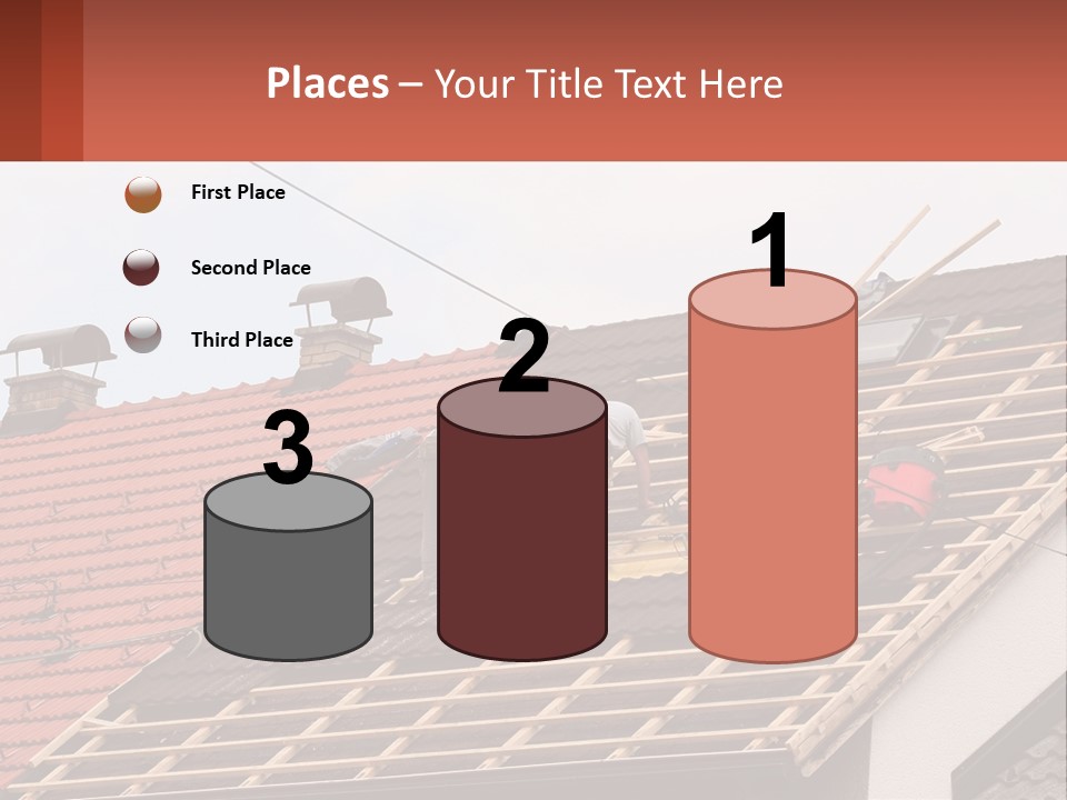 Two Men Working On The Roof Of A House PowerPoint Template