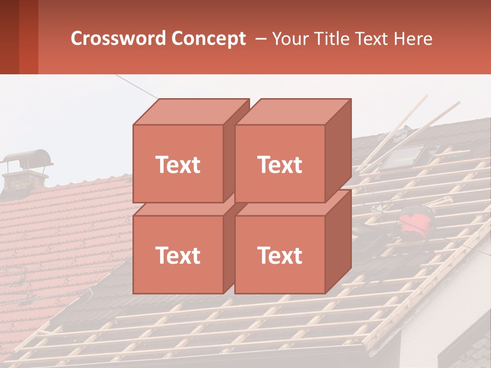 Two Men Working On The Roof Of A House PowerPoint Template