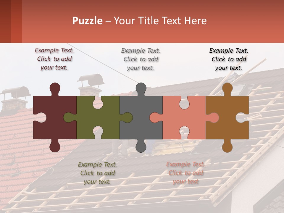 Two Men Working On The Roof Of A House PowerPoint Template