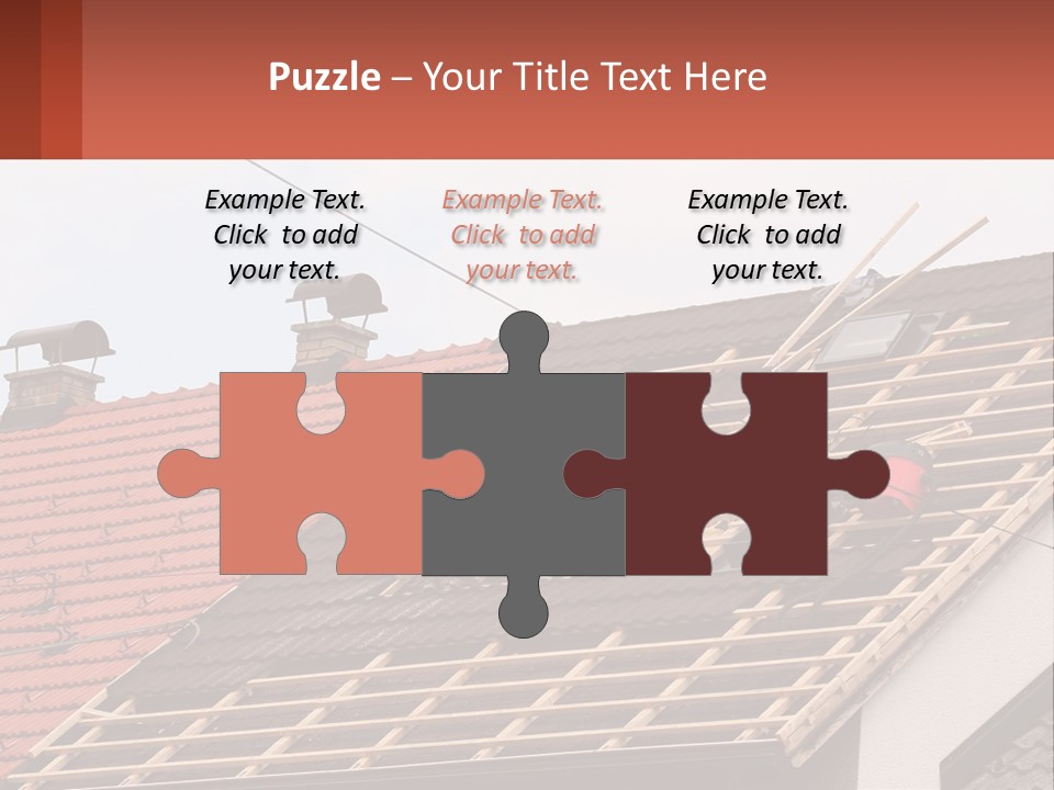 Two Men Working On The Roof Of A House PowerPoint Template