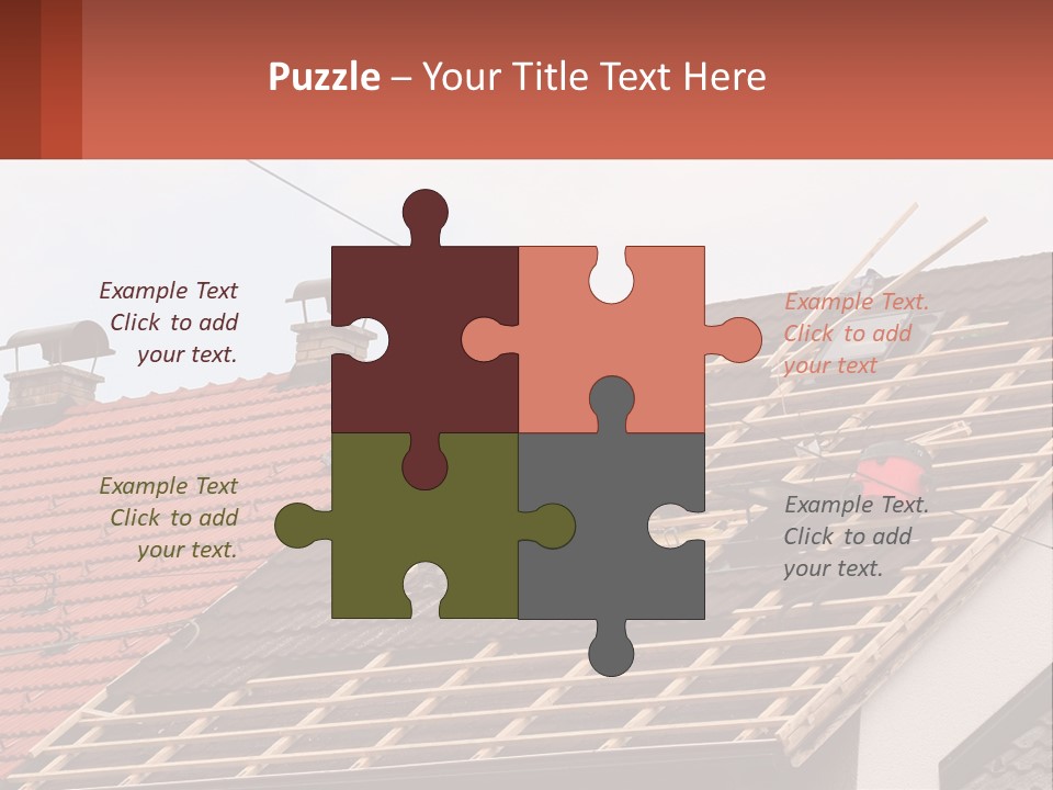 Two Men Working On The Roof Of A House PowerPoint Template