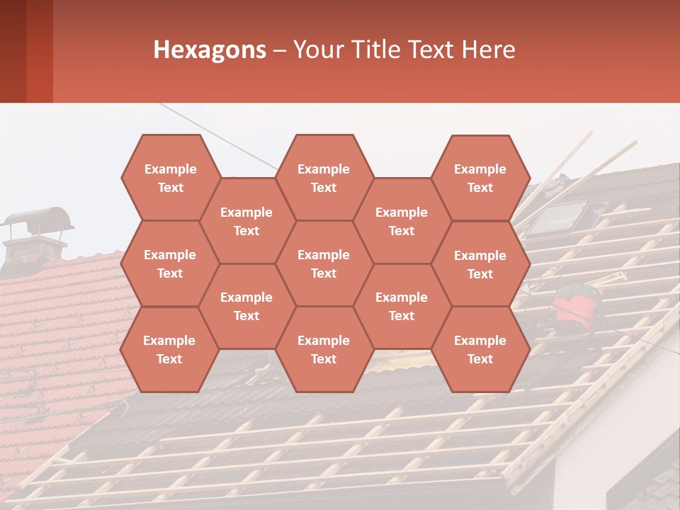 Two Men Working On The Roof Of A House PowerPoint Template