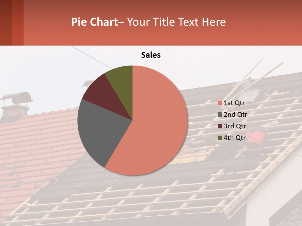 Two Men Working On The Roof Of A House PowerPoint Template