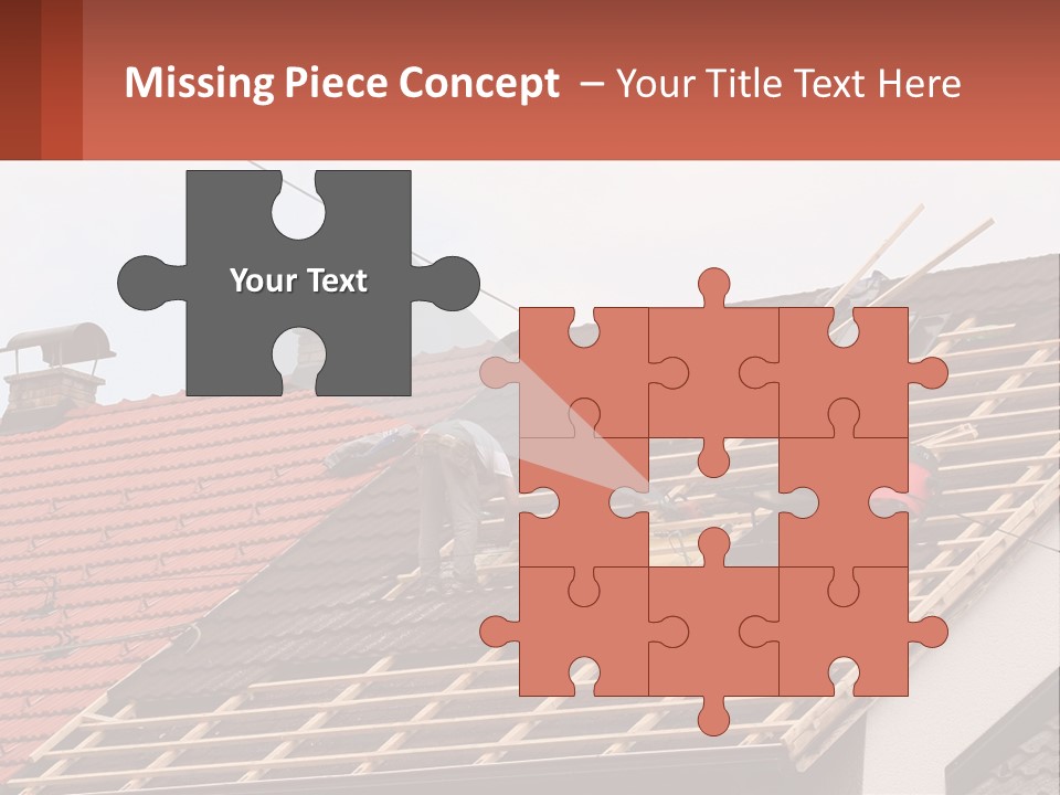 Two Men Working On The Roof Of A House PowerPoint Template