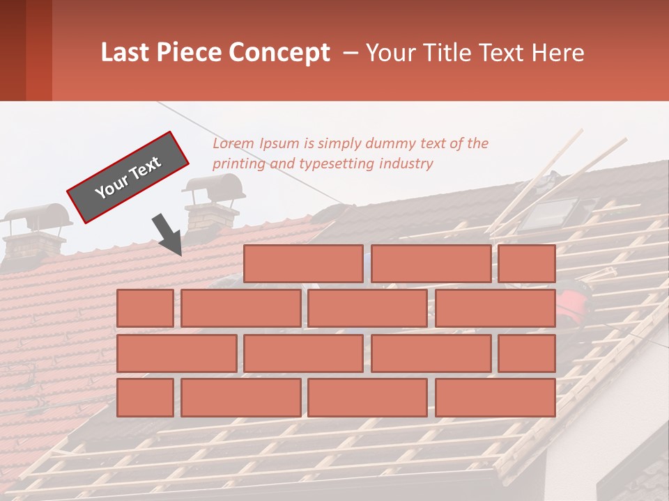 Two Men Working On The Roof Of A House PowerPoint Template