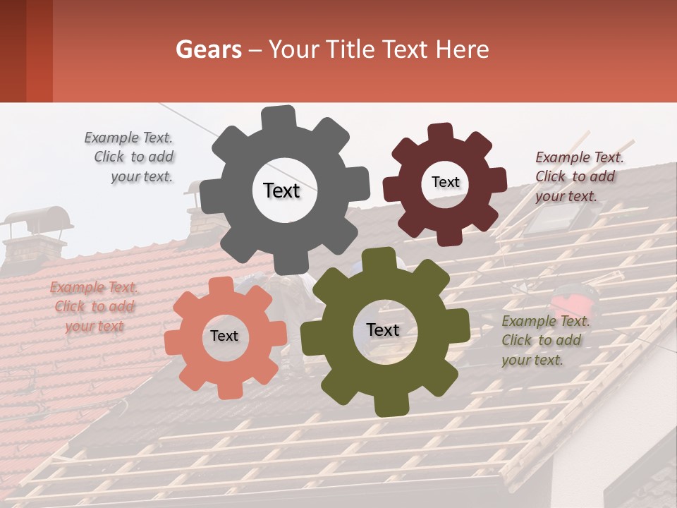 Two Men Working On The Roof Of A House PowerPoint Template