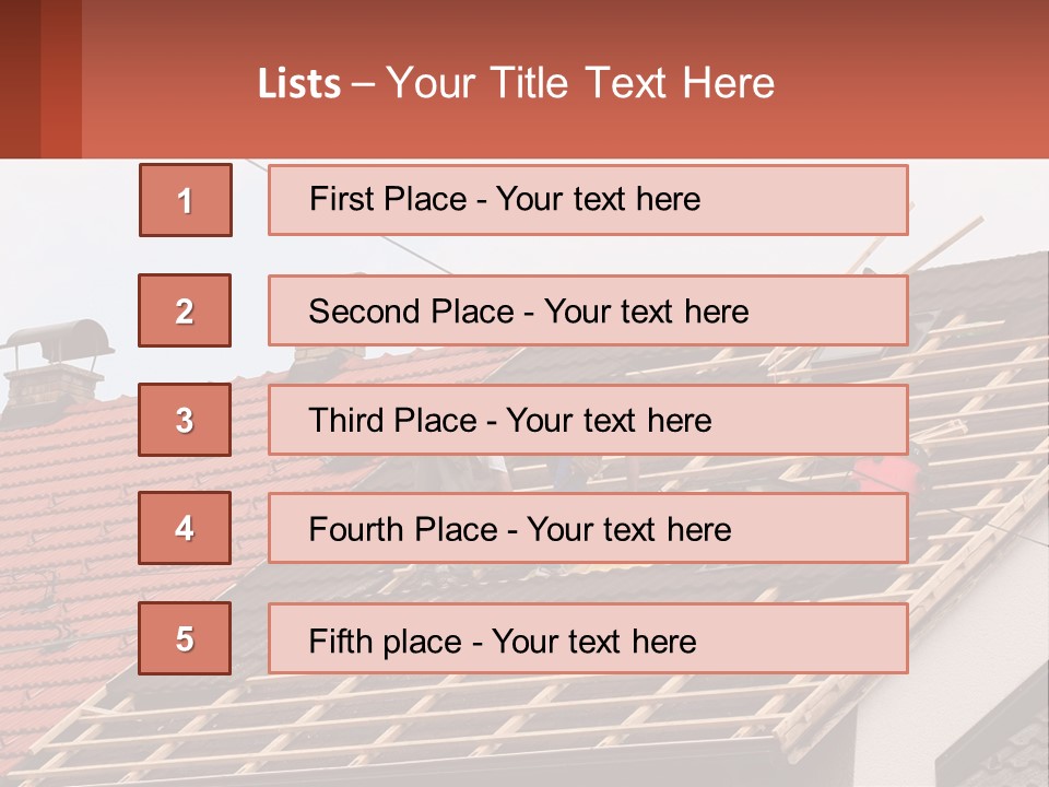 Two Men Working On The Roof Of A House PowerPoint Template