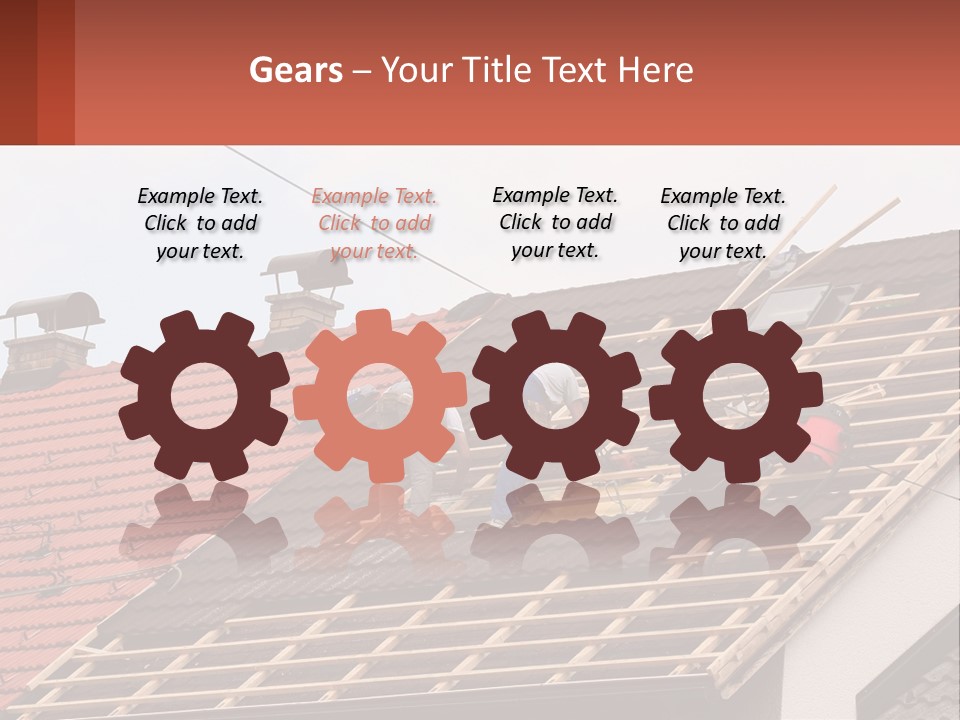 Two Men Working On The Roof Of A House PowerPoint Template