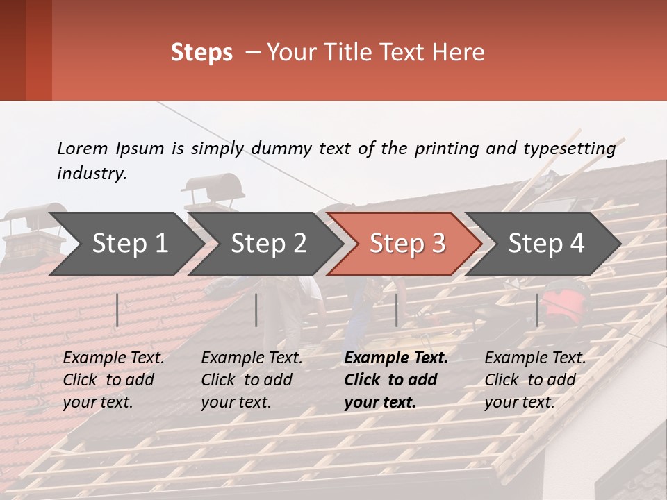 Two Men Working On The Roof Of A House PowerPoint Template