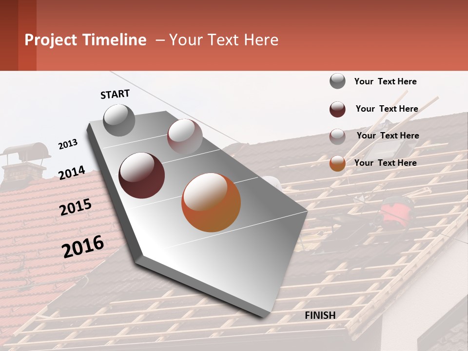 Two Men Working On The Roof Of A House PowerPoint Template