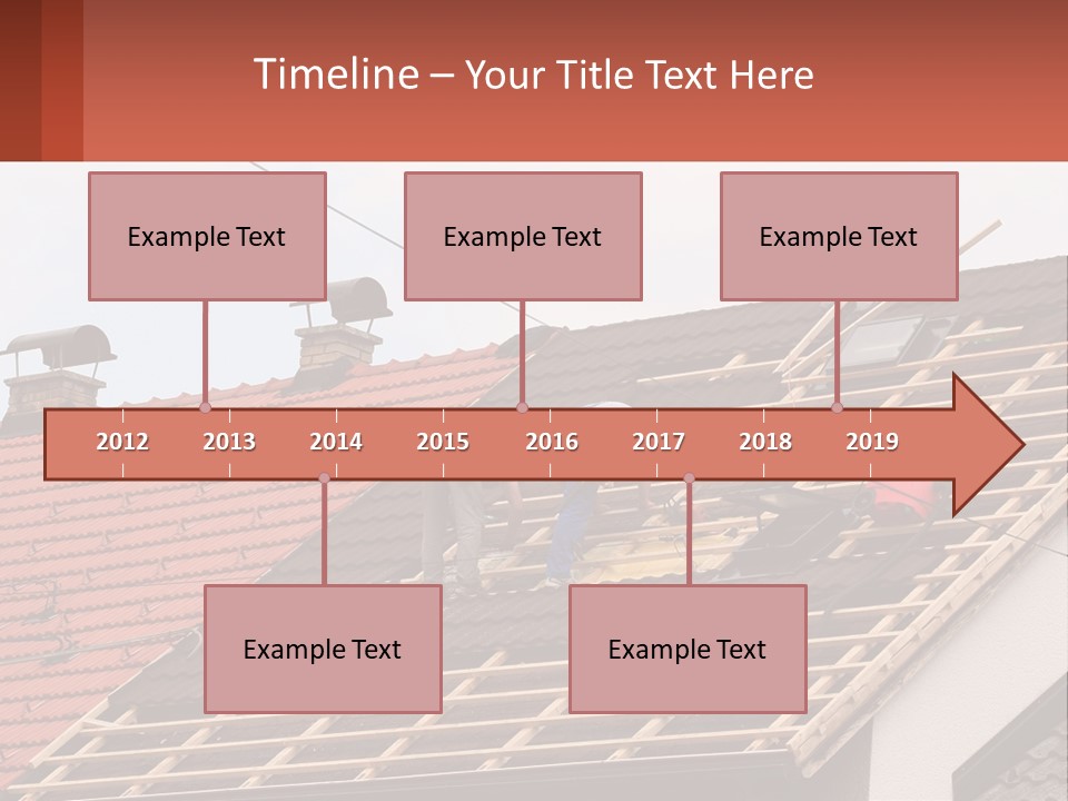 Two Men Working On The Roof Of A House PowerPoint Template