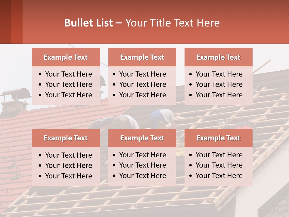 Two Men Working On The Roof Of A House PowerPoint Template