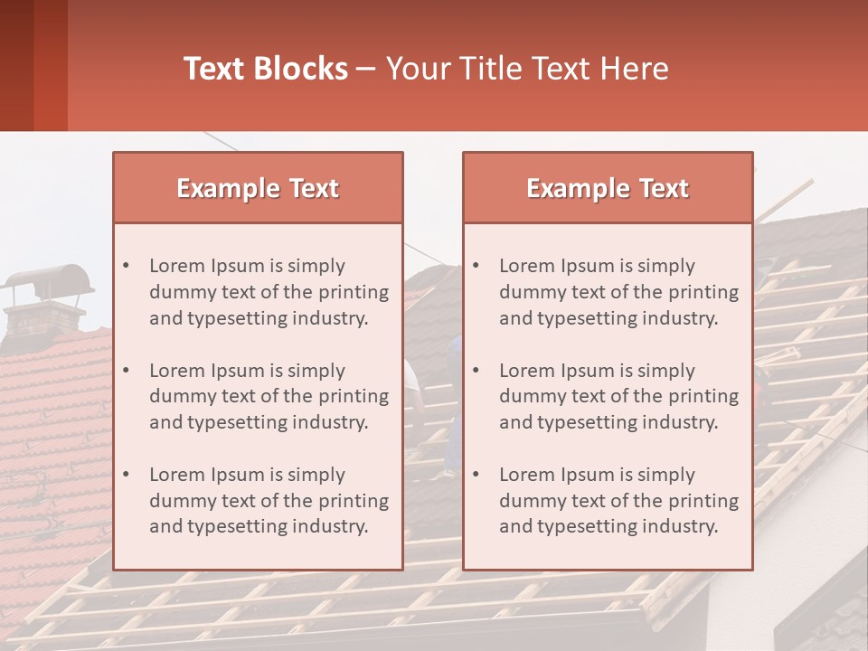 Two Men Working On The Roof Of A House PowerPoint Template