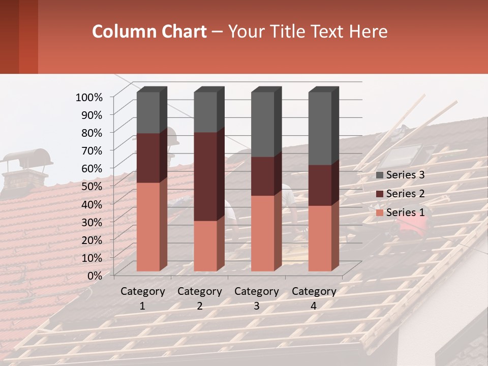 Two Men Working On The Roof Of A House PowerPoint Template