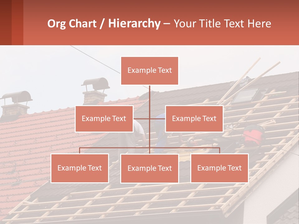 Two Men Working On The Roof Of A House PowerPoint Template