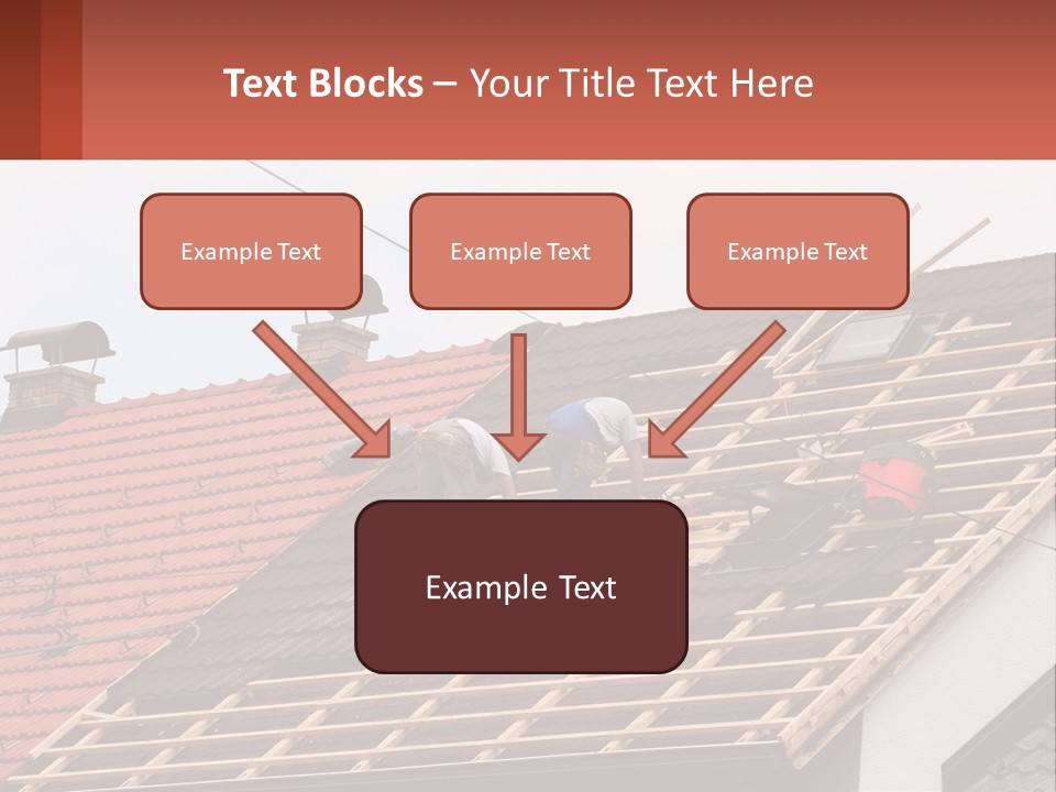 Two Men Working On The Roof Of A House PowerPoint Template