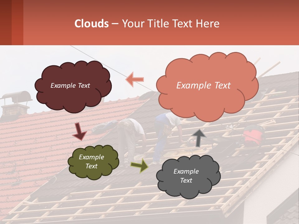 Two Men Working On The Roof Of A House PowerPoint Template