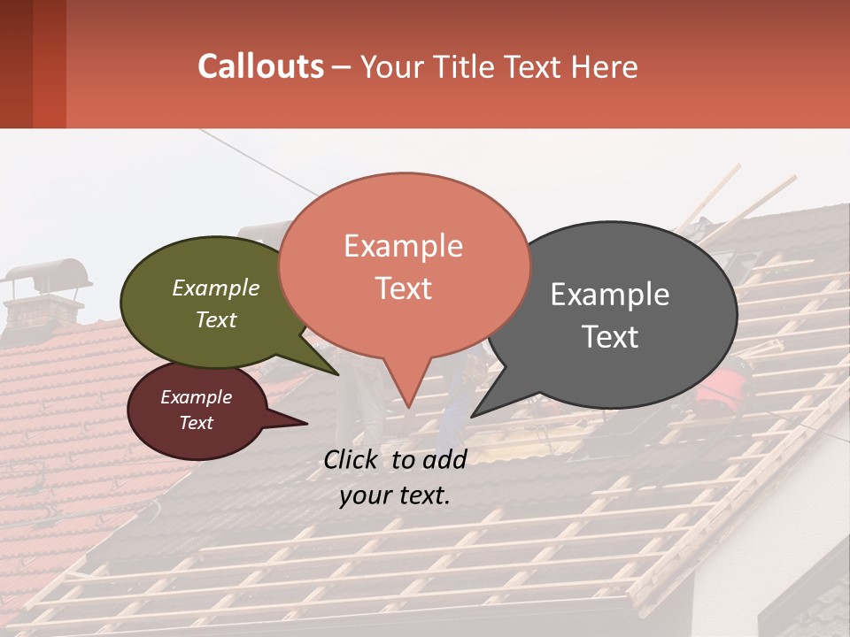 Two Men Working On The Roof Of A House PowerPoint Template