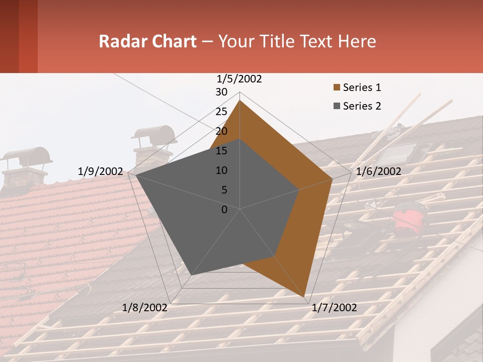 Two Men Working On The Roof Of A House PowerPoint Template