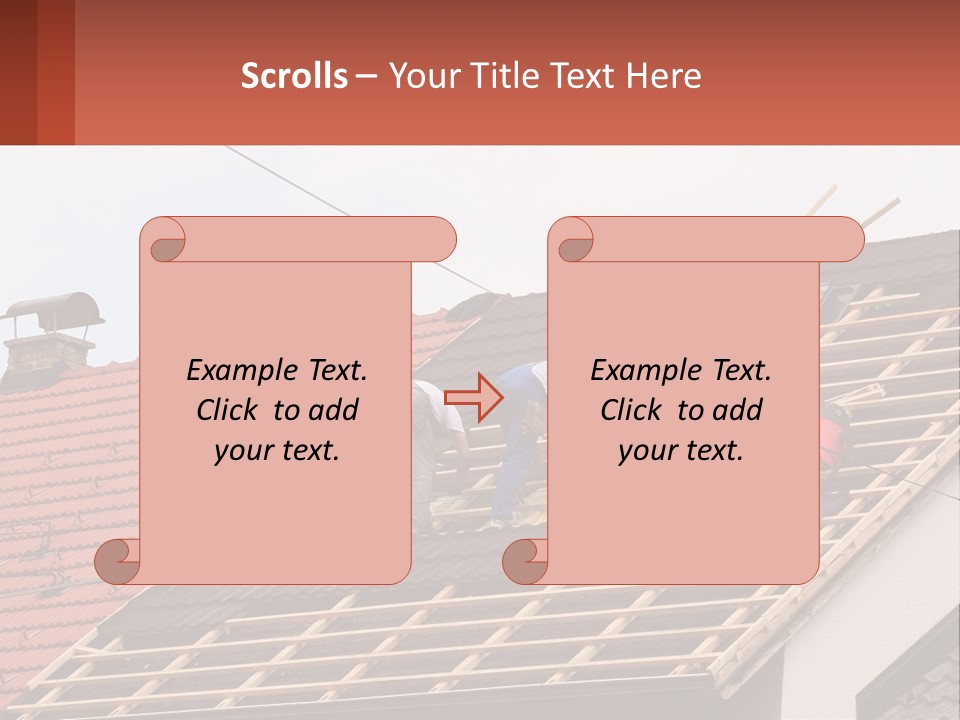 Two Men Working On The Roof Of A House PowerPoint Template