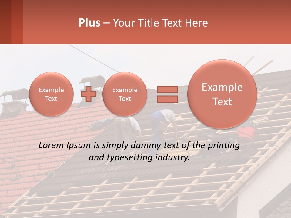 Two Men Working On The Roof Of A House PowerPoint Template