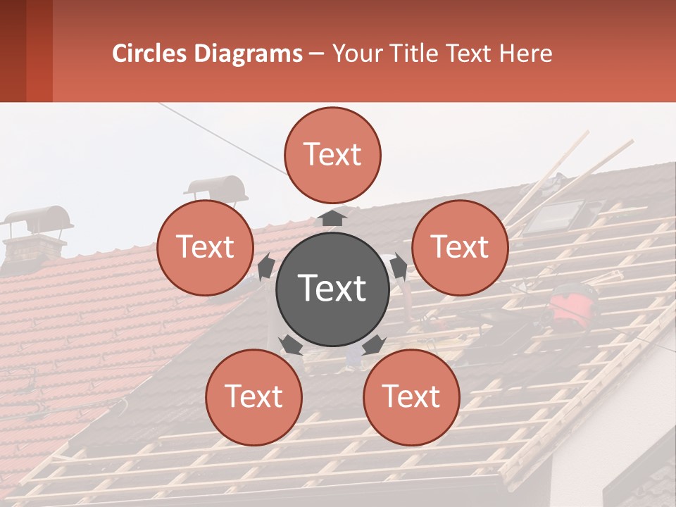 Two Men Working On The Roof Of A House PowerPoint Template