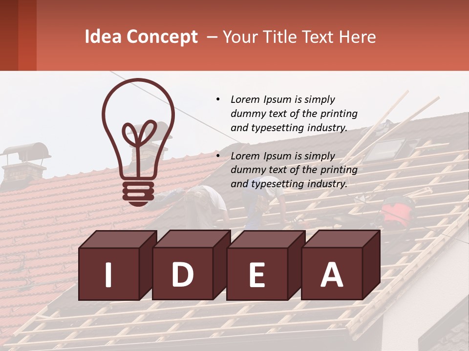 Two Men Working On The Roof Of A House PowerPoint Template