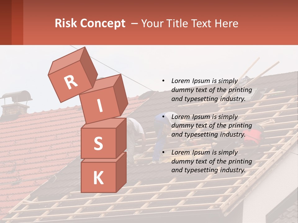 Two Men Working On The Roof Of A House PowerPoint Template