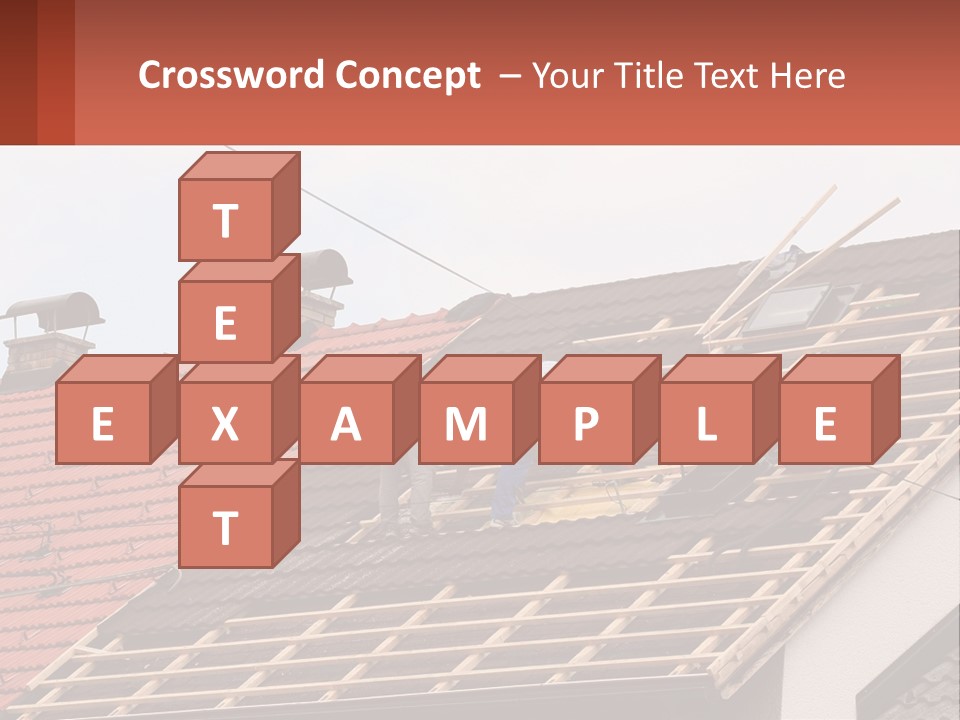 Two Men Working On The Roof Of A House PowerPoint Template