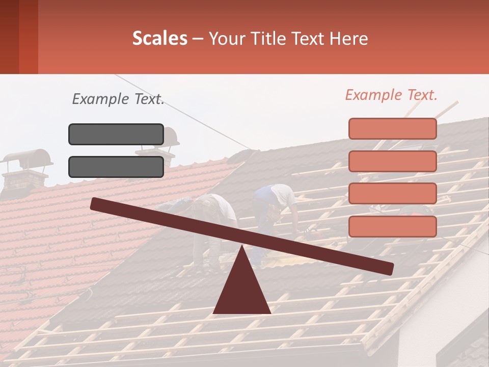 Two Men Working On The Roof Of A House PowerPoint Template